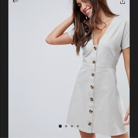 ASOS Button Through Mini Casual Skater Dress - Picture 5 of 14